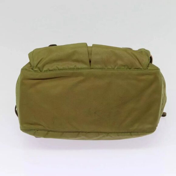 PRADA Shoulder Bag Nylon Khaki Gold Auth - Picture 7 of 16
